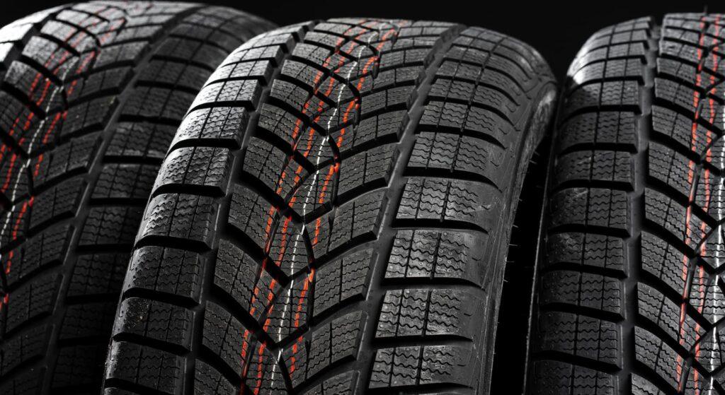 Tyres on a black background