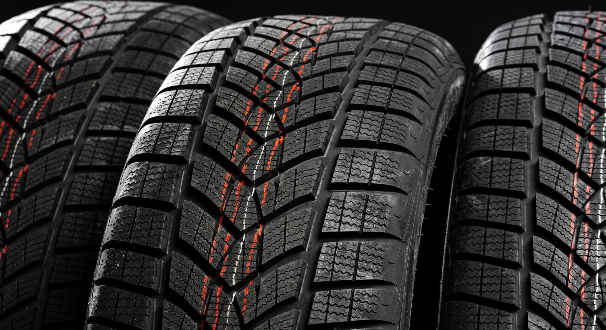 Tyres on a black background